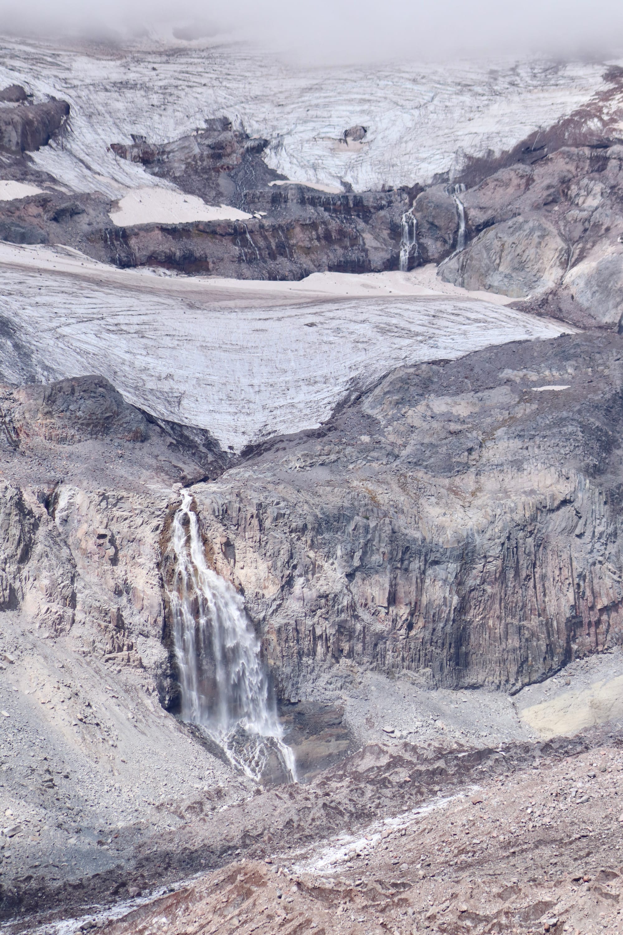 Glaciers and waterfalls on Mt. Rainier