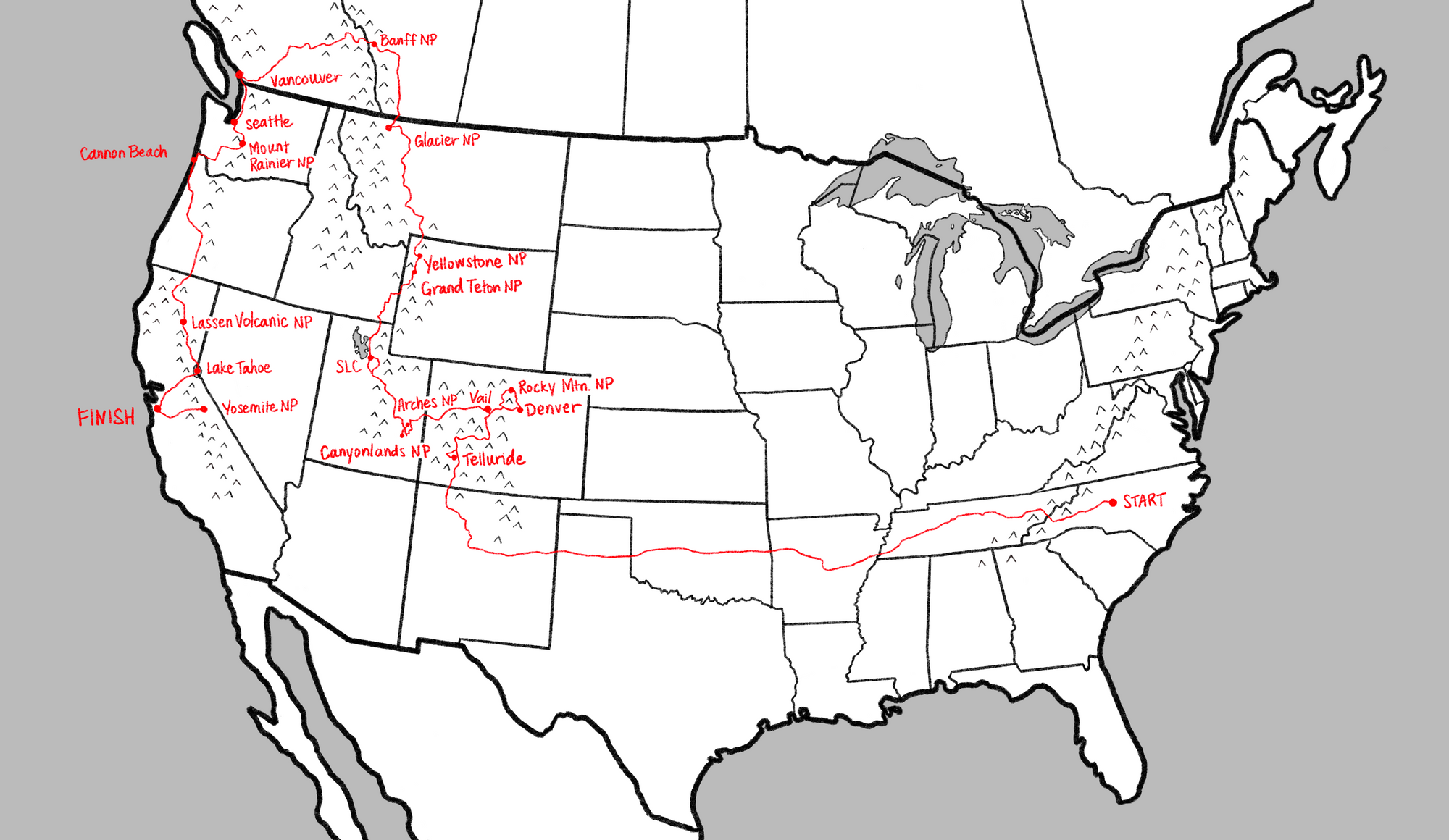 Map of our road trip