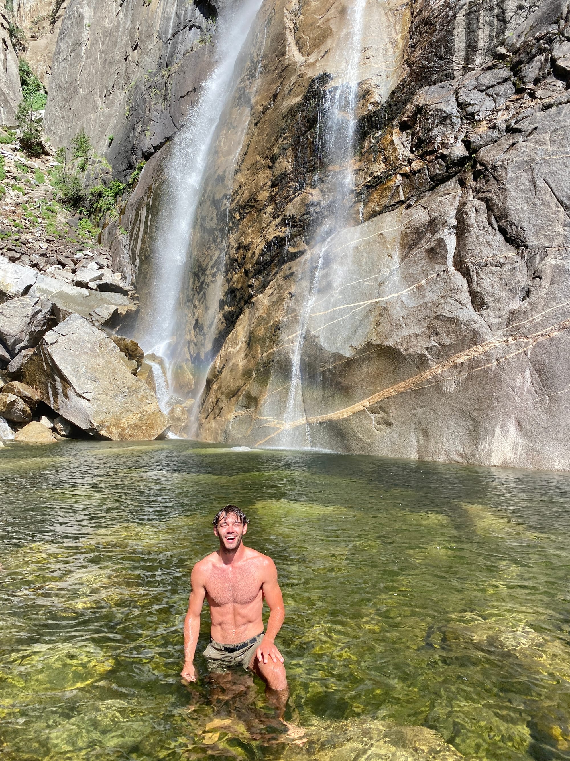 Cam at the bottom of Lower Yosemite Falls