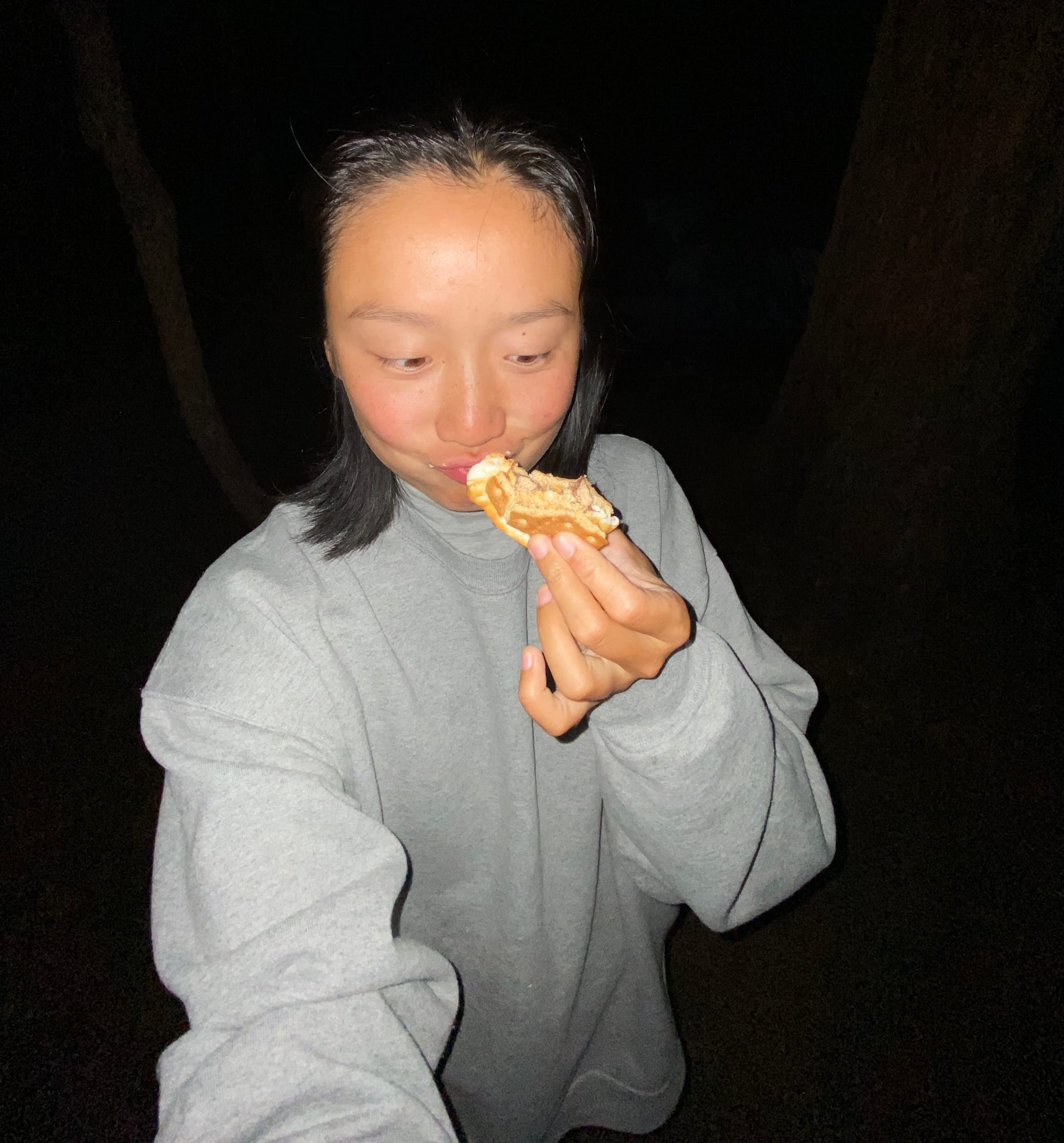 Me enjoying a s'more